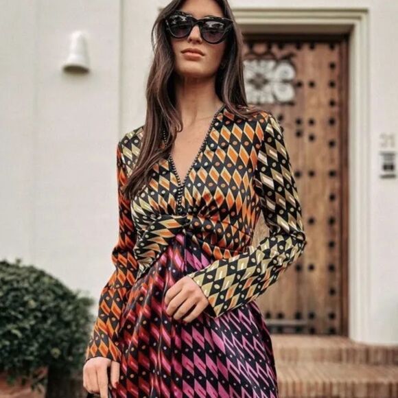 Zara blogger favorite printed midi dress NWT - Picture 8 of 9